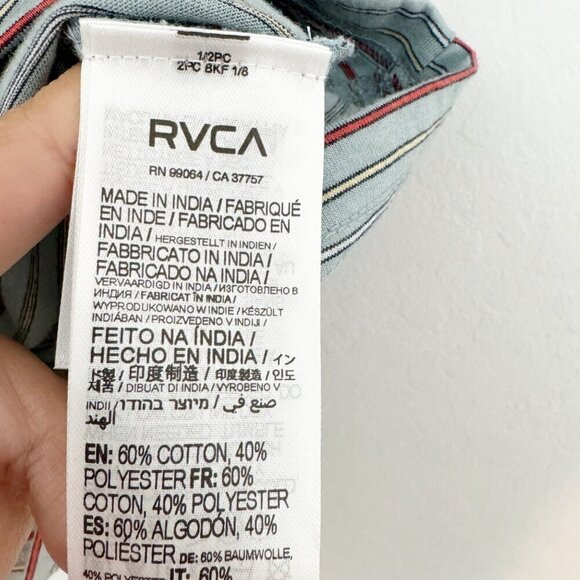 NWT RVCA Cassady Striped Polo Button Short Sleeve Shirt Regular Fit New Medium - Picture 6 of 8